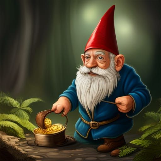 Photorealistic Gnome Stealing Gold