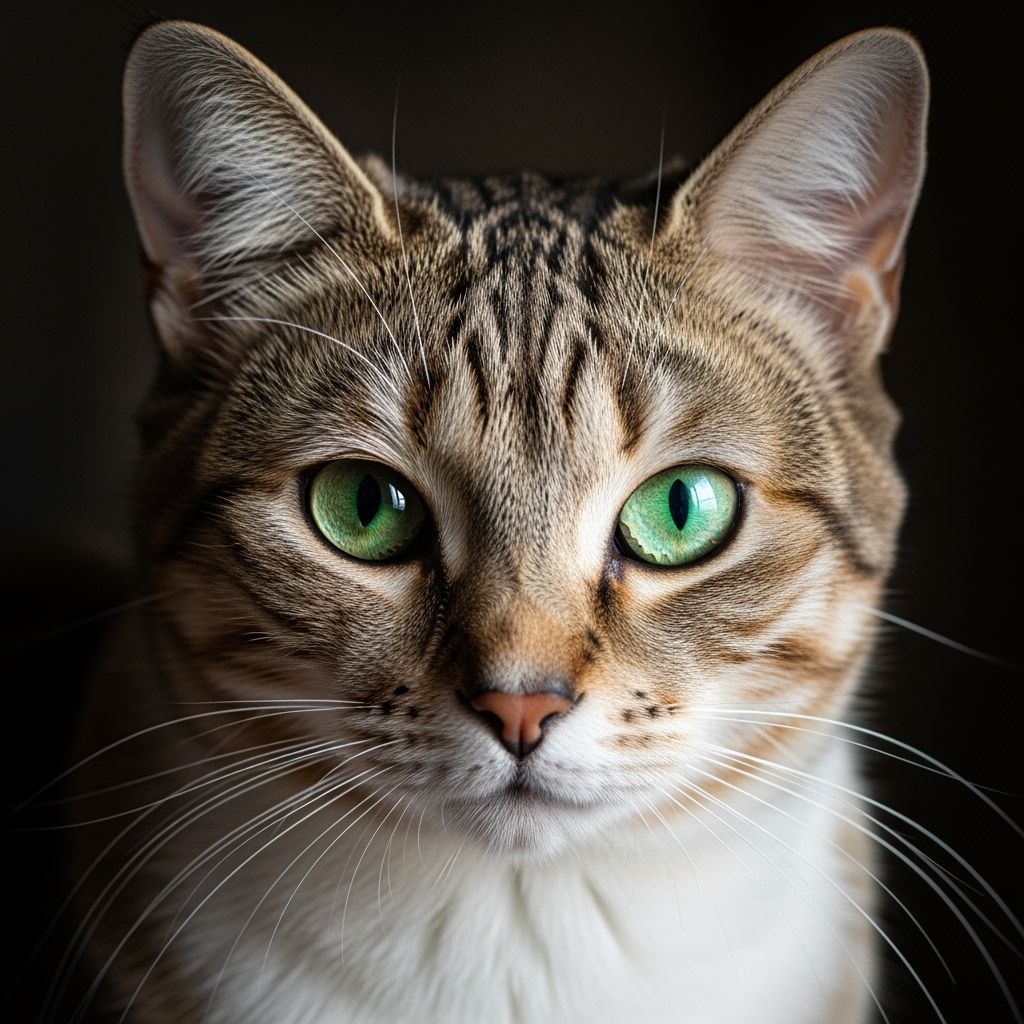 Photorealistic Cat Portrait with Emerald Eyes