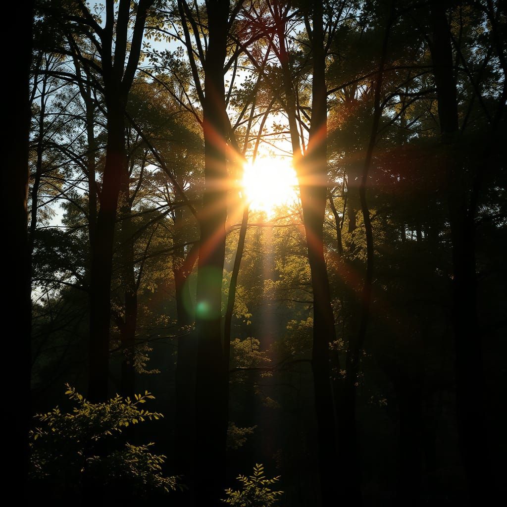 Dappled Light Filters Through Forest Canopy in Hyperrealisti...