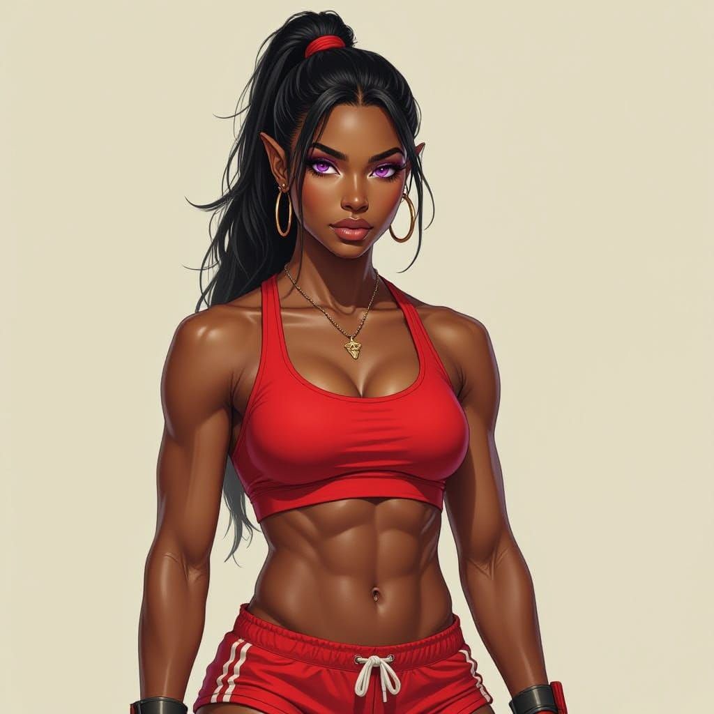 Hyperrealistic Drow Warrior in Vibrant Colors