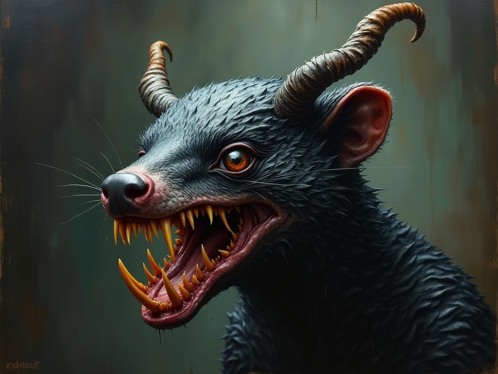 Surreal Corrupted Badger Portrait in Dutch Masters Style