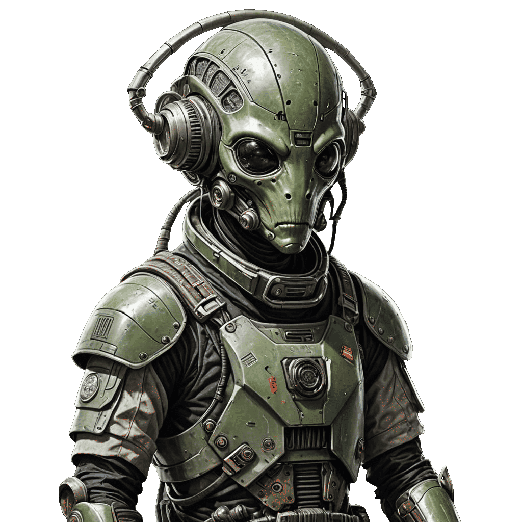 Medieval Alien Technician in Dystopian Sci-Fi