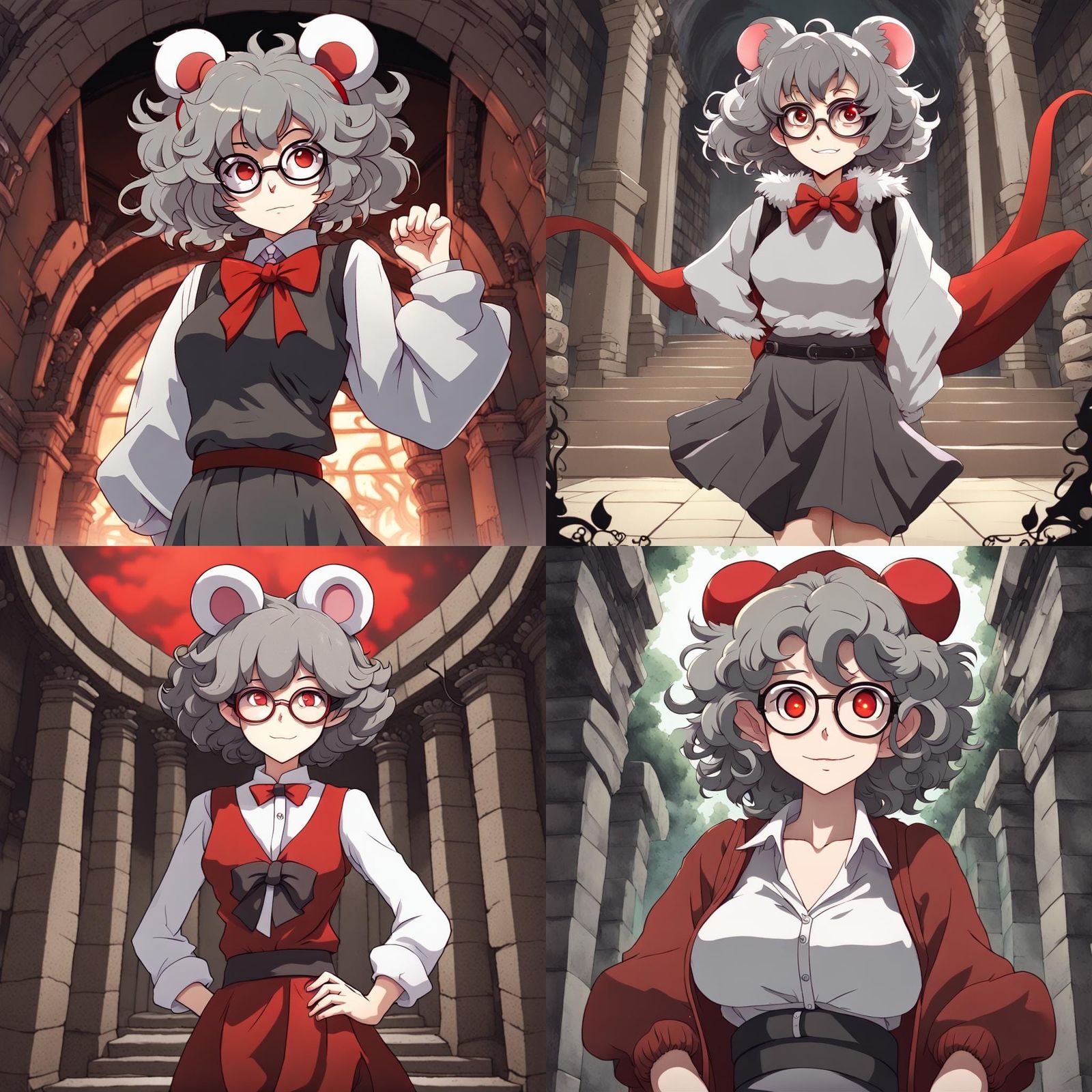 Anime Woman with Mouse Ears in Tomb of Horrors