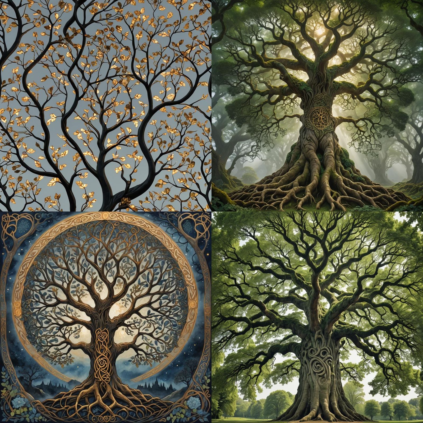 Stylized Celtic Tree of Life in Gold and Copper