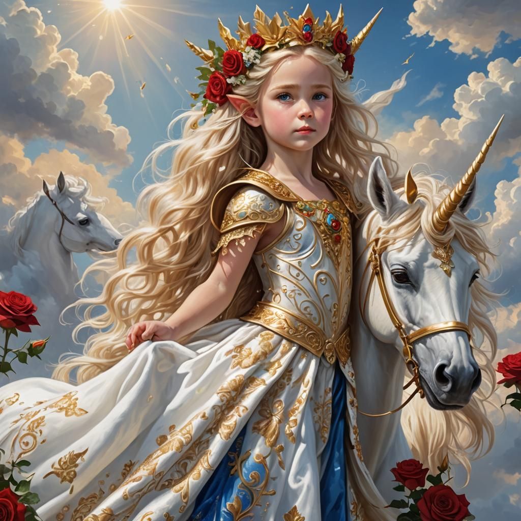 Elven Child on Unicorn: Fantasy Concept Art