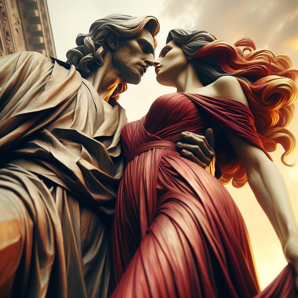 Lovers Embrace at Golden Hour in Monumental Style
