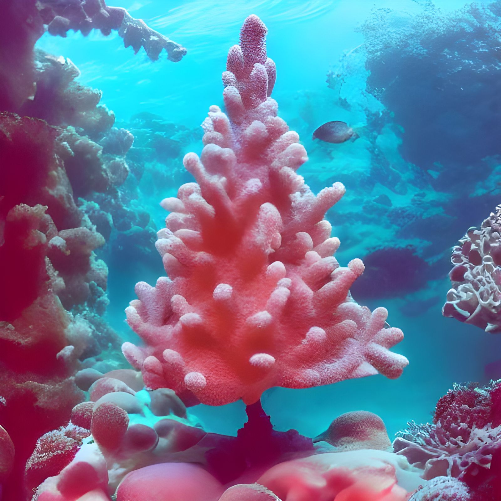 Underwater Coral Christmas Tree with Sea Ornaments