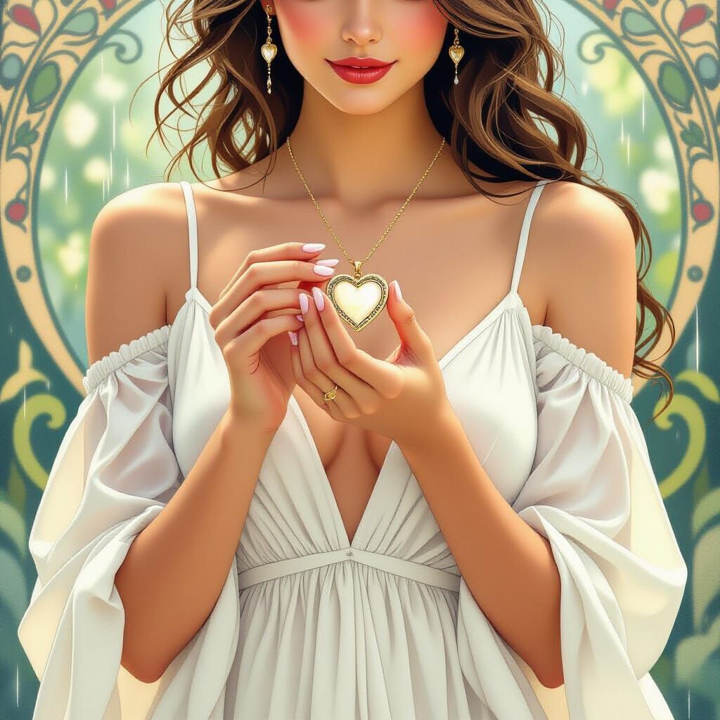 Sabreena with Rain Locket in Art Nouveau Style
