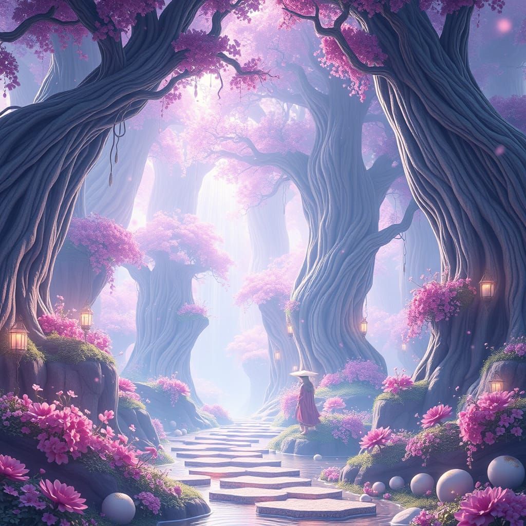 Ethereal Dreamworld Fairytale Scene in Cyberpunk Style