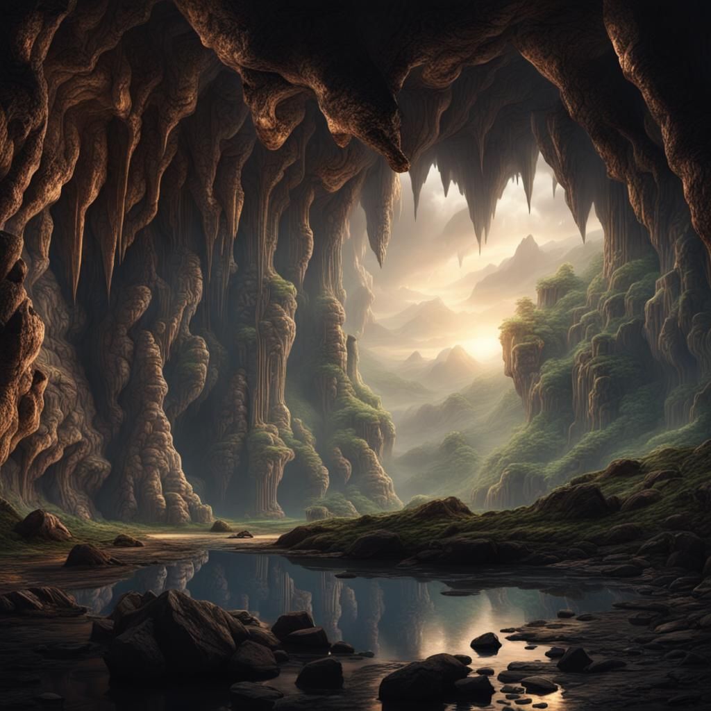 Epic Prehistoric Cave Painting: Dramatic Digital Art