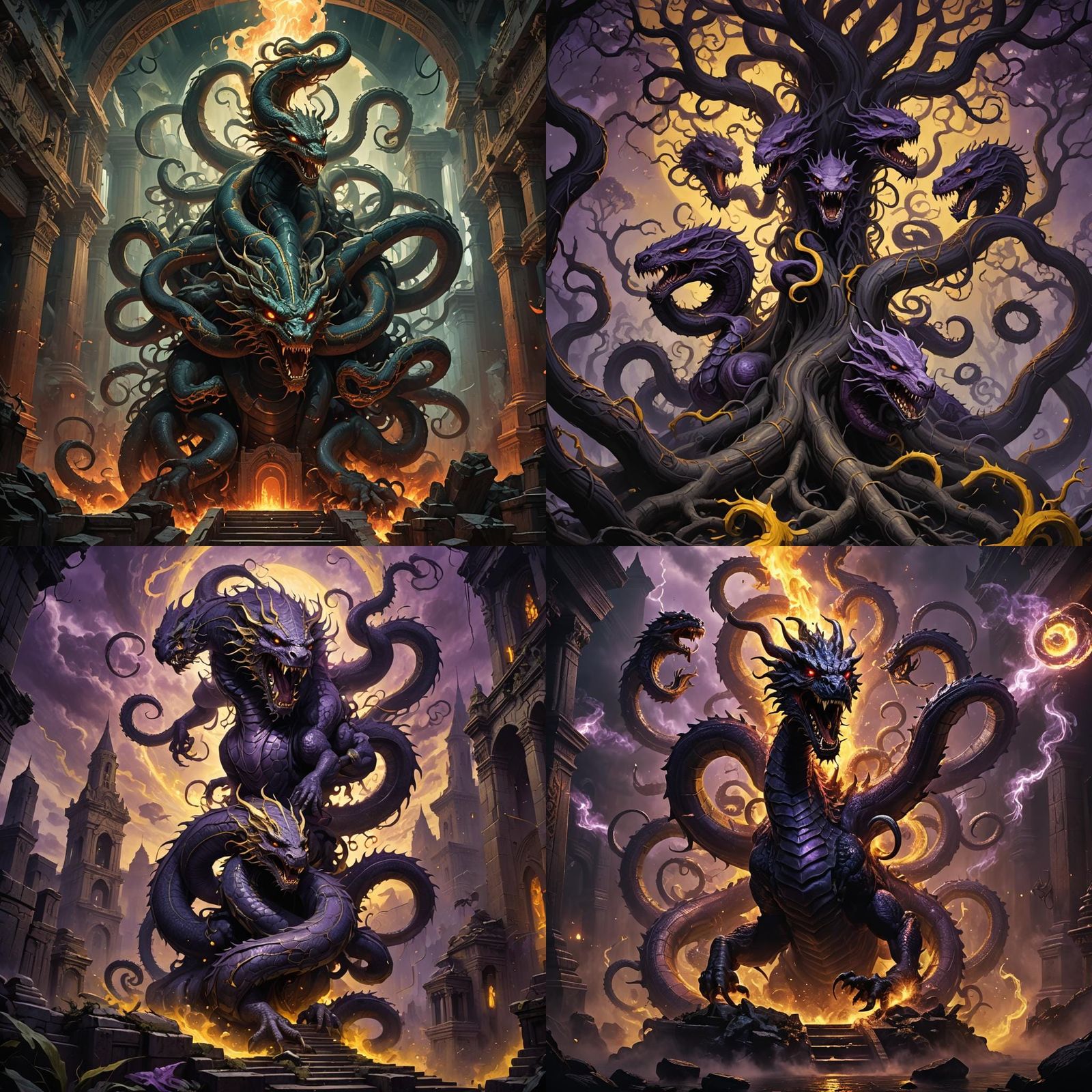 Cursed Death Hydra: Dark Fantasy Concept Art