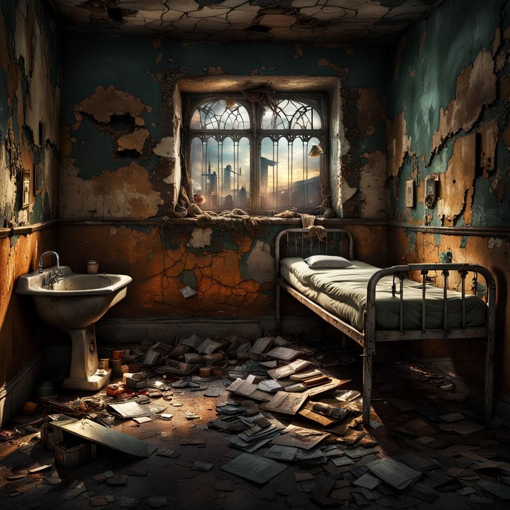 Abandoned Asylum Cell: Detailed Digital Matte Painting
