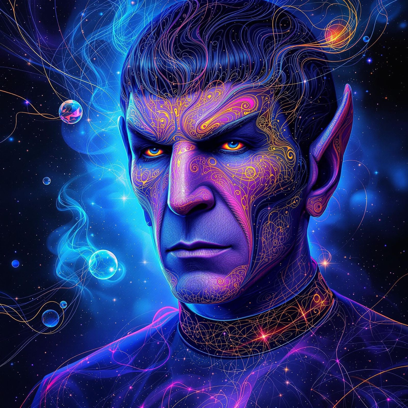 Mr Spock abstract vector fractal, wave function, Zentangle, ...