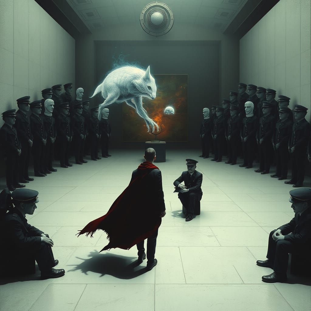 Surreal Dystopian Rebel Defies Oppressive Regime in Minimali...