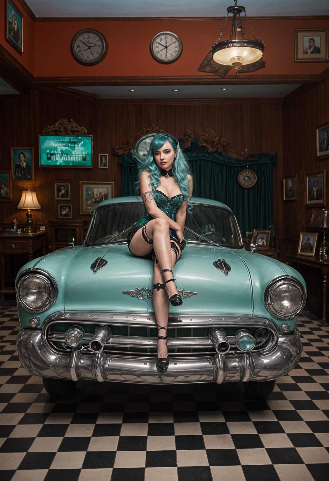 Electric Blue Pin-Up in Victorian Corset