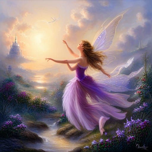 Fairy Dances in Clouds with Spiderweb Dress