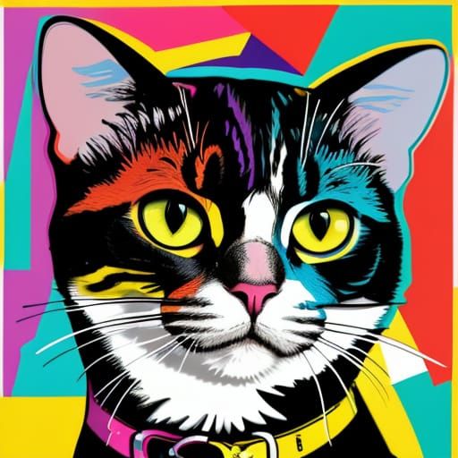 Vibrant Cat Collage in Pop Art Style