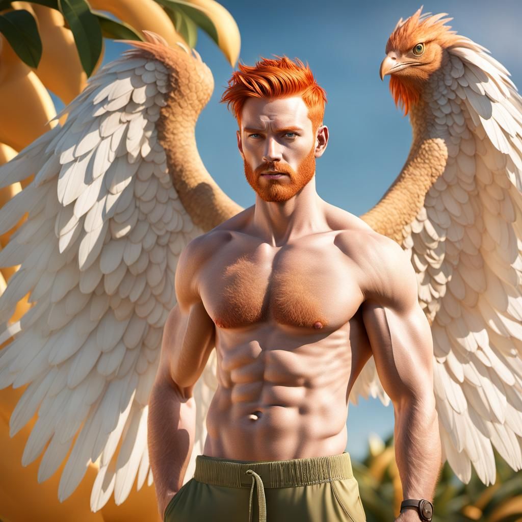 Ginger Winged Man Portrait in a Ginger World