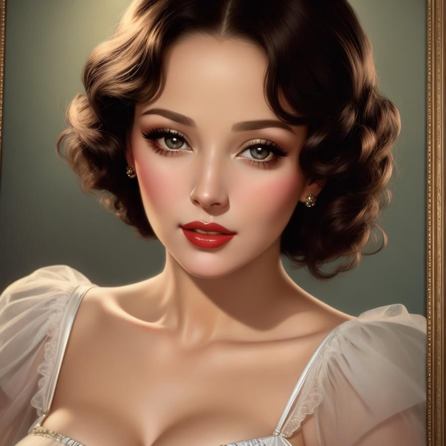 Glamorous Woman Portrait in Pin-Up Style