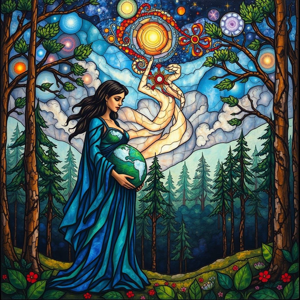Mother and Father Earth in Forest Glade