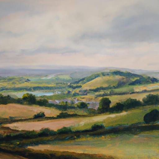 Romantic Oil Painting of Shire Landscape