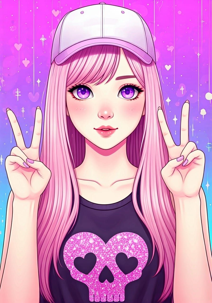 Anime Girl with Pink Hair in Pixiv Style