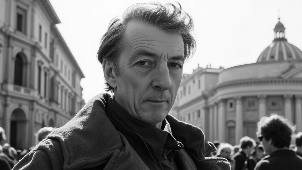 Self-portrait in the role
of Vittorio de Sica's cinematograp...