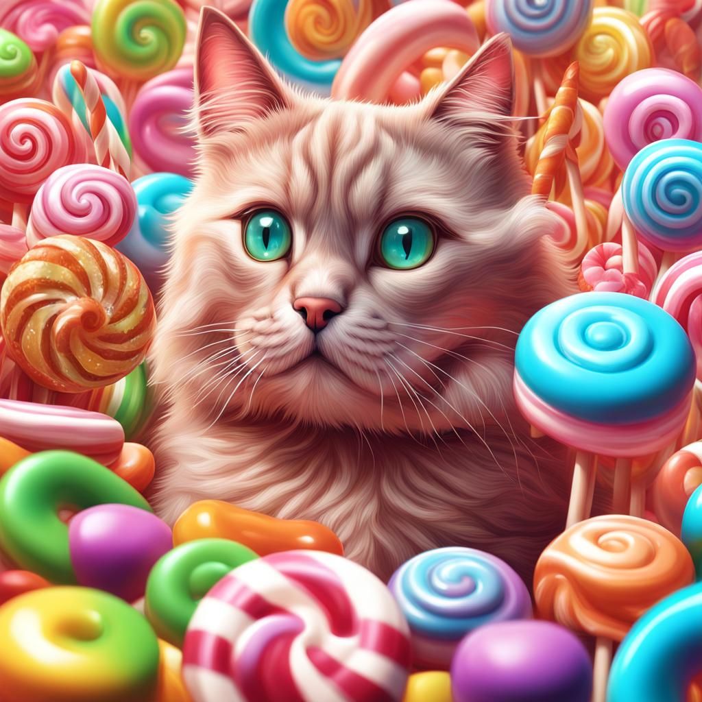 Candy Art: Cat and Dog in Candyland