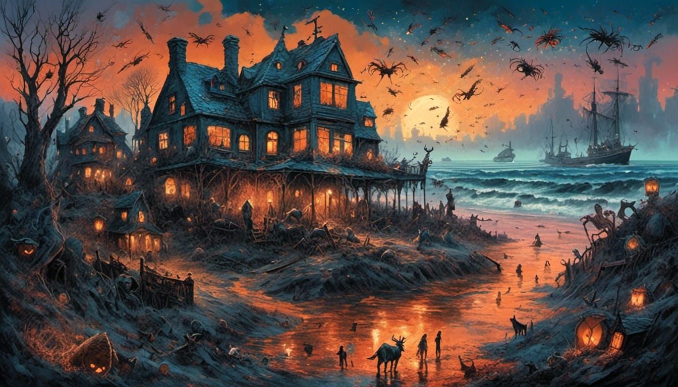 Monstrous Tide at New England Village, 1920s