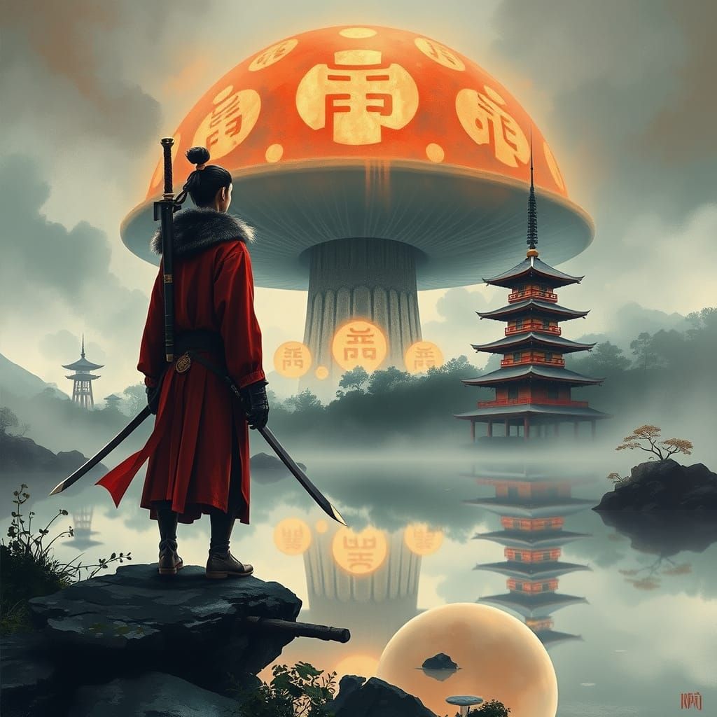 Samurai in a Mystical Japanese Wonderland