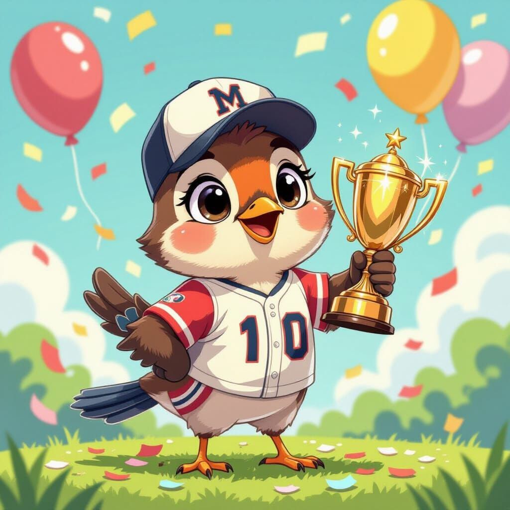 Robin Celebrates Victory in Kawaii Anime Style