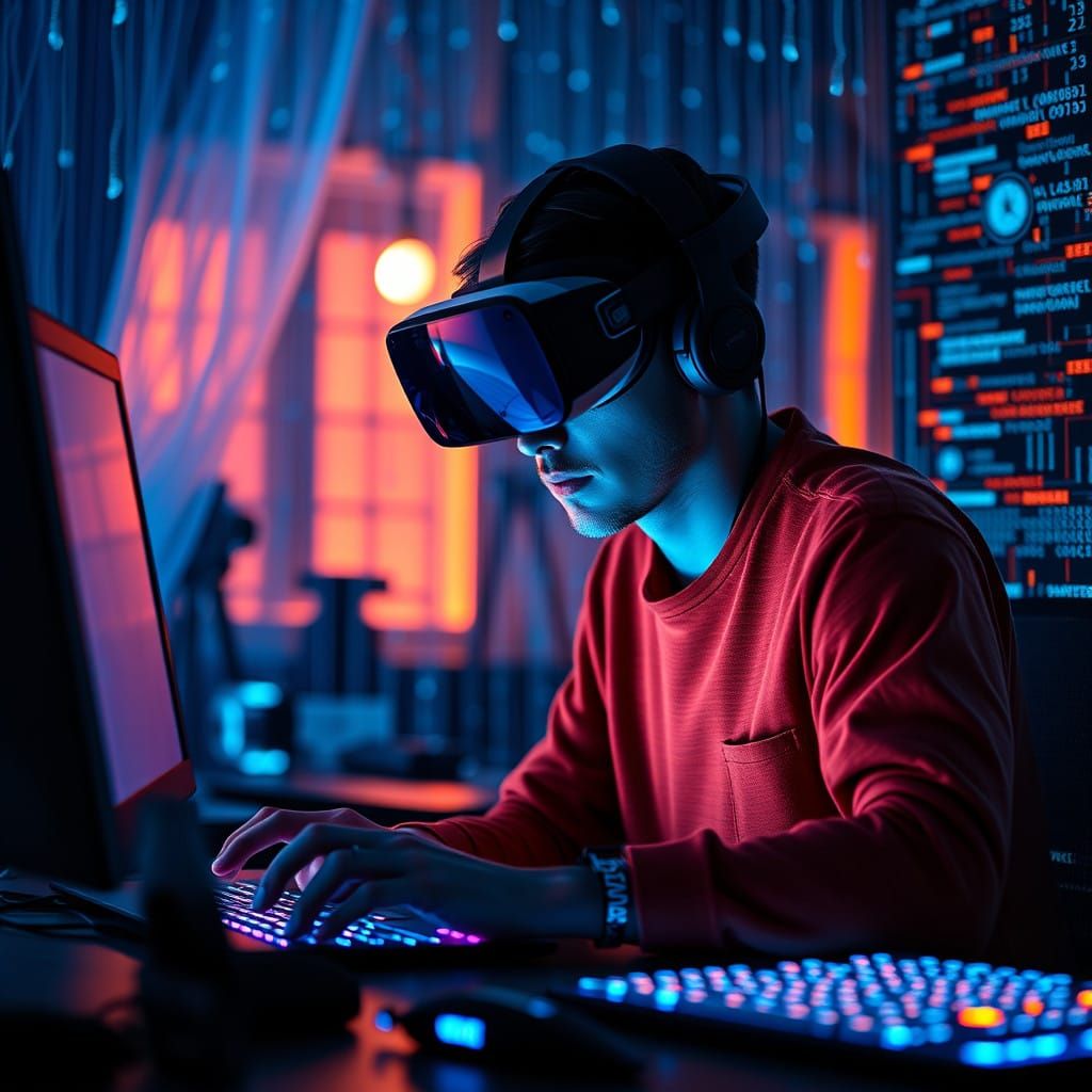 Technological Learning Image: Code Whiz in Digital Puzzle