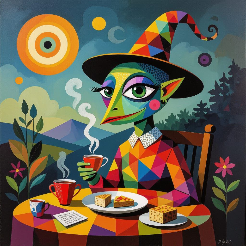 Alien Ants Enjoying Baguette Abstract Art