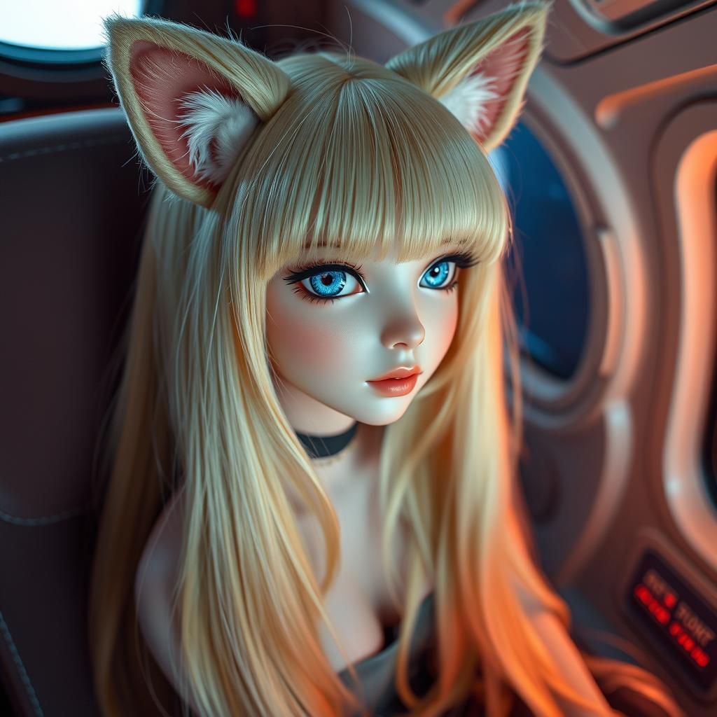 Woman with Kitty Ears in Spaceship
