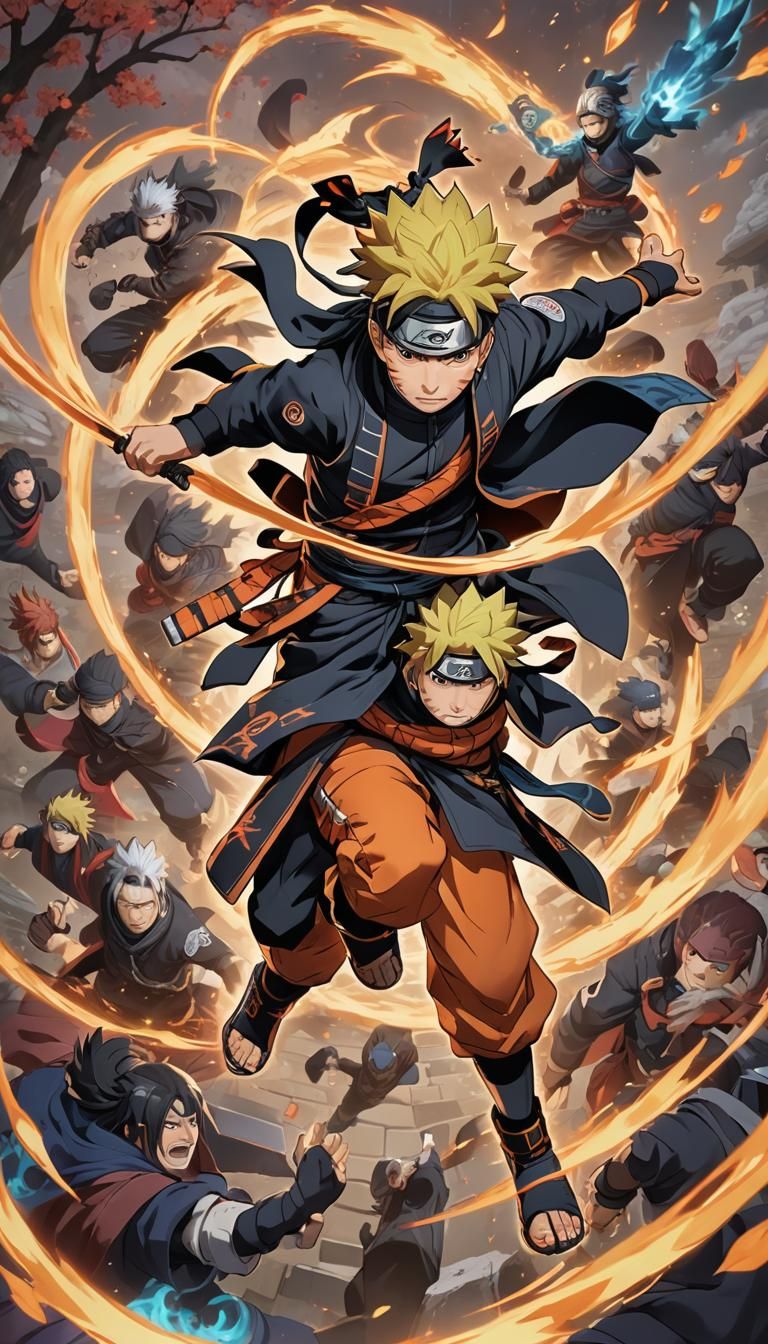 Naruto in Mythical Ninjutsu Scene: 3D Anime Art
