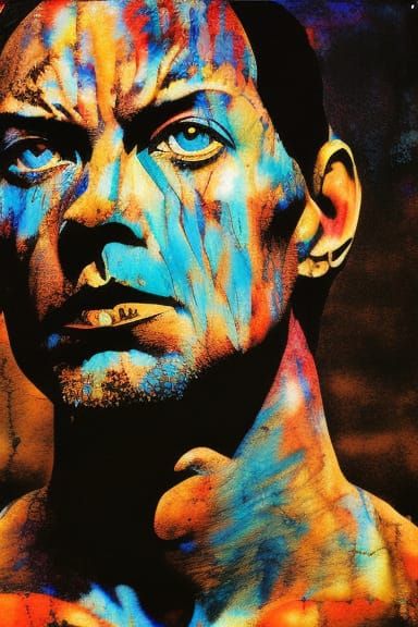 Striking Tiger Portrait in Mixed Media Style