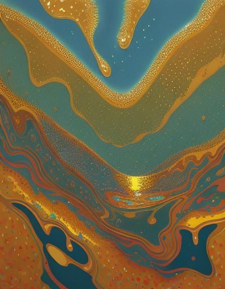 Pointillist Burger with Golden Dripping Effect