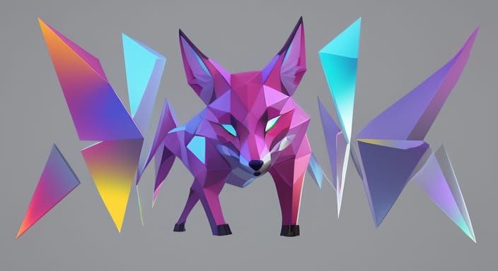 Vibrant Geometric Fox in Sharp Edges