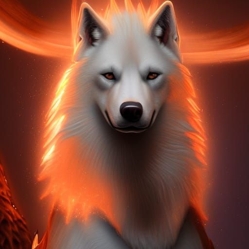 Doberman Wolf Engulfed in Rose Gold Flames