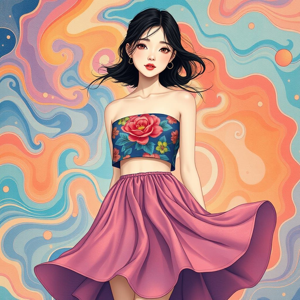 Korean Beauty in Whimsical Hanji-Inspired Illustration