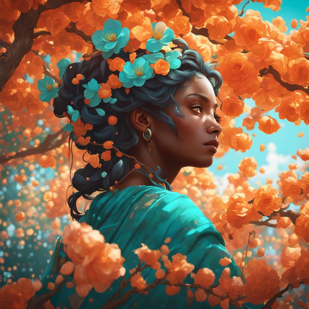 Spring Blossoms: Hyperdetailed Art Nouveau Digital Painting