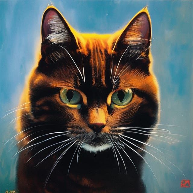 Dramatic Cat Portrait in Comic Book Style