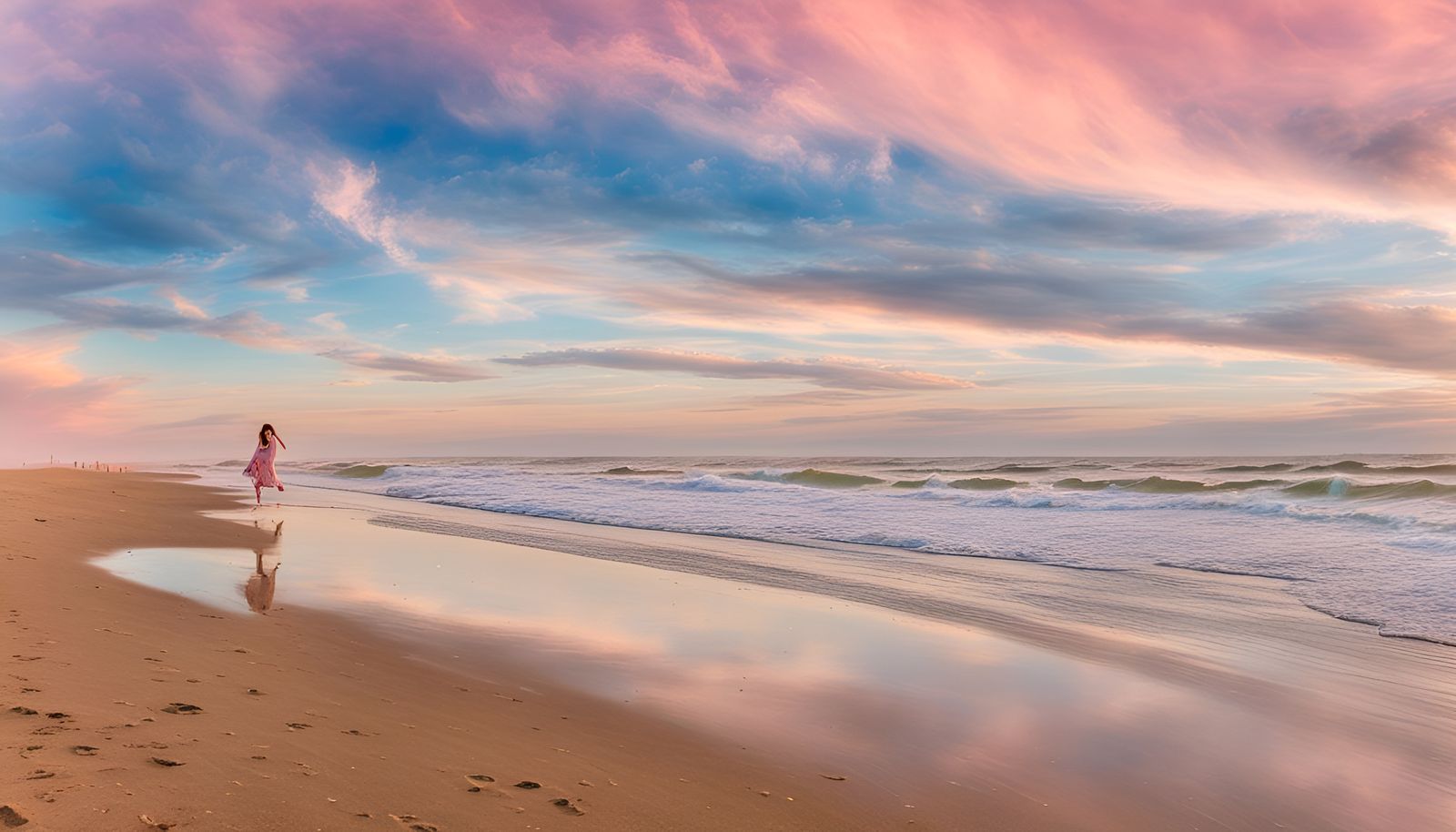 Psychedelic Beach Scene in Biopunk Style