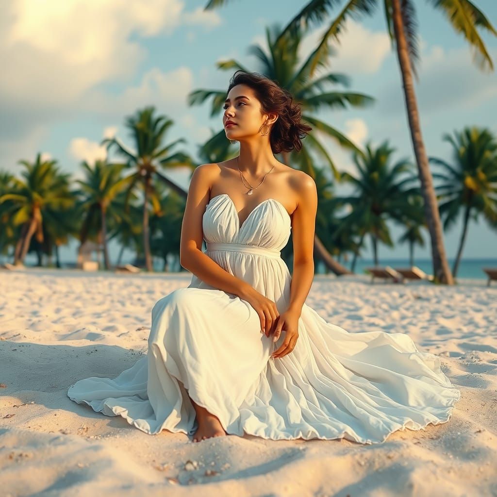 Surreal Beach Scene in a Dreamy Cyberpunk Aesthetic