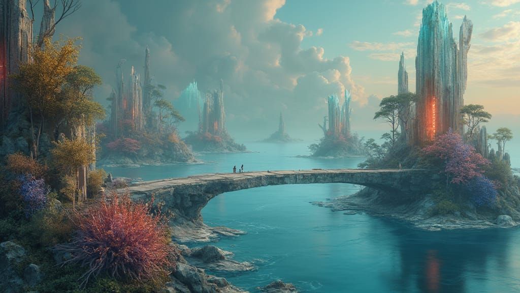 Floating Crystal Islands in Liquid Mercury Sky