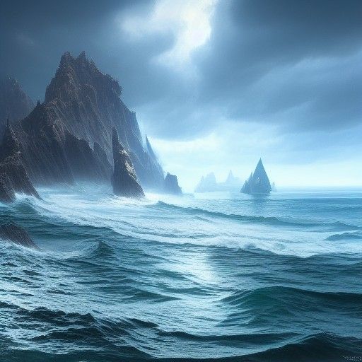 Hyperdetailed CGI Ocean Artwork with Volumetric Lighting