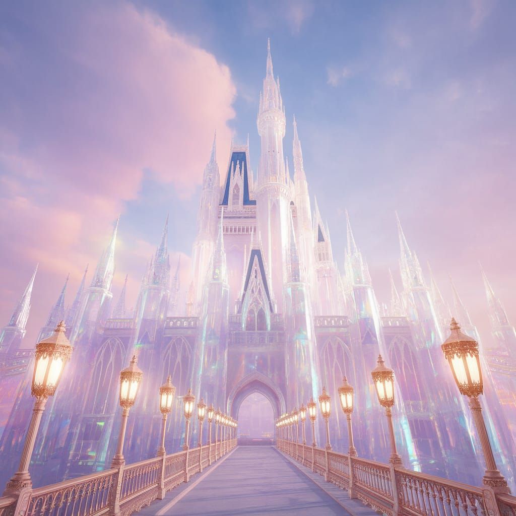 Ethereal Crystal Castle in Pastel Hues
