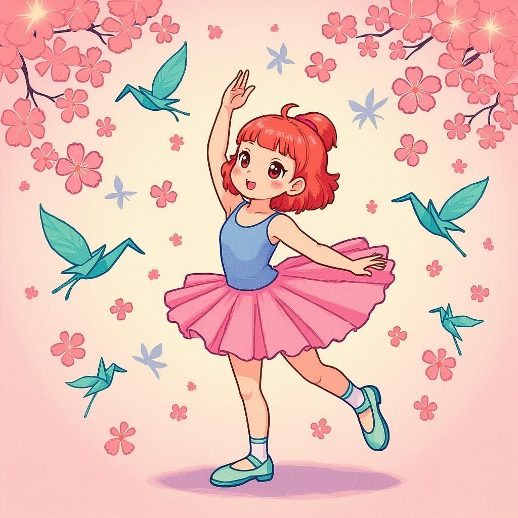 Flamingo's Origami Ballet Dance in Dreamy Surrealism