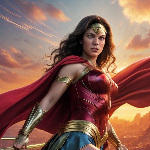 Azalea as Wonder Woman in Comic Book Style