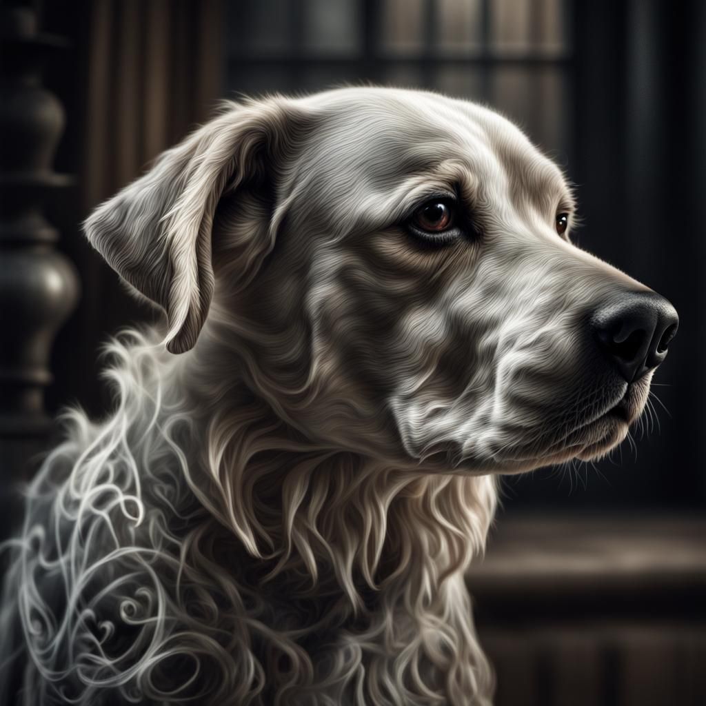 Hyperrealistic Ghost Dog in High Definition